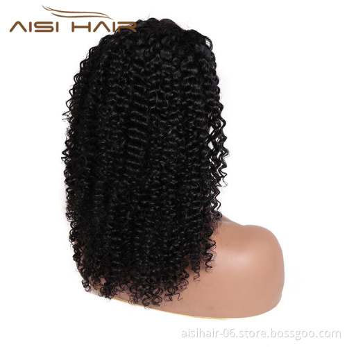 Wholesale Black 20 Inch Body Wave Cheap Black Women Raw Brazillian Real Human Hair Half Wigs With Ice Silk Headband Clipin Curly